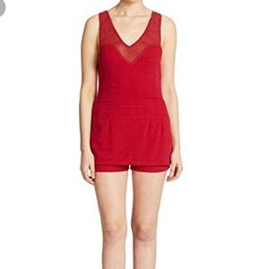 free people red romper with cutout back (xs)